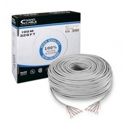 BOBINA DE CABLE NANOCABLE 10.20.0302 - RJ45 - CAT5E - UTP - AWG24 - 100M - GRIS