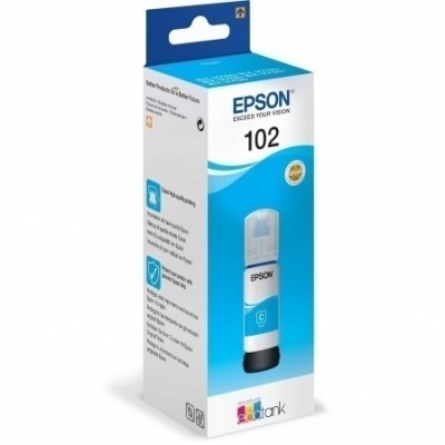 BOTELLA DE TINTA CIAN EPSON 102 ECOTANK - CONTENIDO 70 ML - COMPATIBILIDAD SEGÚN CARACTARISTICAS
