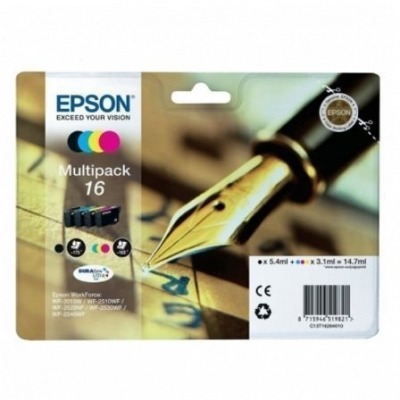 CARTUCHO MULTIPACK EPSON 16 DURABRITE - 14.7ML - 4 COLORES (NEGRO / AMARILLO / CIAN / MAGENTA) - PLUMA Y CRUCIGRAMA