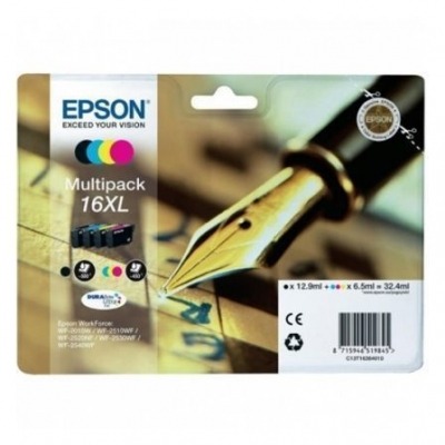 CARTUCHO TINTA EPSON ULTRA 16XL MULTIPACK NEGRO 12.90ML /CIAN/MAGENTA/AMARILLO 6.50ML - PLUMA Y CRUCIGRAMA