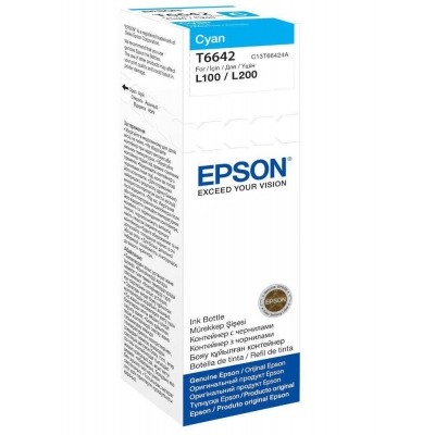 BOTELLA TINTA CIAN EPSON T6642 - 70ML - COMPATIBLE CON ECOTANK ET-14000 / ET-2500 / ET-2550 / ET-4500 / ET-4550 / L355 / L555