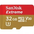 SanDisk Extreme - Tarjeta de memoria flash (adaptador microSDHC a SD Incluido) - 32 GB - A1 / Video Class V30 / UHS-I U3 - microSDHC UHS-I