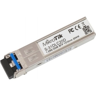 MikroTik Módulo Transceptor MiniGbic SFP 1.25G, LC Duplex Monomodo, 1250 Mbit/s, 20KM
