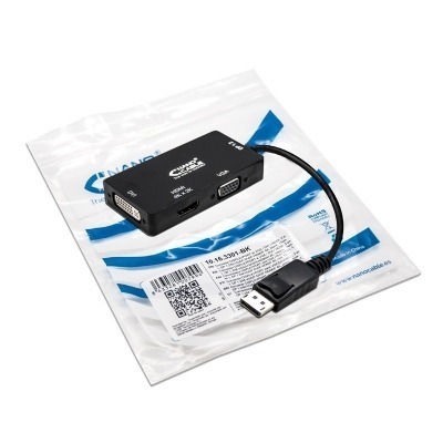 NANOCABLE CONVERSOR 3EN1 DISPLAYPORT A VGA/DVI/HDMI 15CM NEGRO