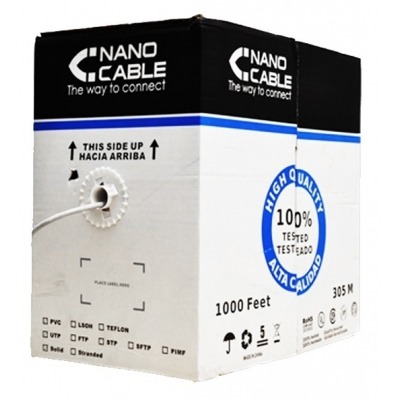 NANOCABLE CABLE BOBINA FTP 305M CAT.6 RIGIDO APANTALLADO 10.20.0904