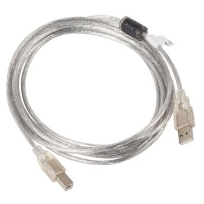 LANBERG CABLE USB-A MACHO A USB-B MACHO CA-USBA-12CC-0030-TR,FERRITA,TRANSPARENTE,3 METROS