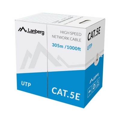 LANBERG BOBINA DE CABLE LCU5-11CC-0305-S,RJ45,CAT5E,UTP,AWG24,305M,GRIS,TRENZADO