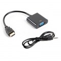 LANBERG ADAPTADOR HDMI-A MACHO A VGA HEMBRA CON AUDIO AD-0017-BK,RESOLUCION HASTA 1920X1200,CABLE 20CM