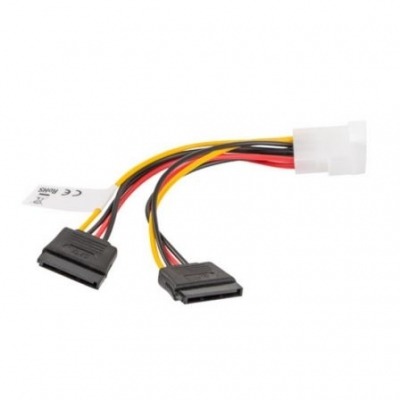 LANBERG CABLE DUPLICADOR DE ALIMENTACIÓN MOLEX MACHO A 2X SATA HEMBRA CA-HDSA-11CU-0015 15 CENTÍMETROS