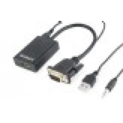 GEMBIRD ADAPTADOR VGA A HDMI CON AUDIO JACK  3.5MM 0.15M NEGRO A-VGA-HDMI-01