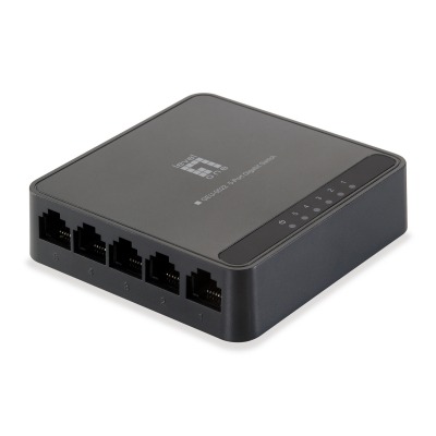 LEVELONE SWITCH GIGABIT ETHERNET 5 PUERTOS (10/100/1000) NEGRO