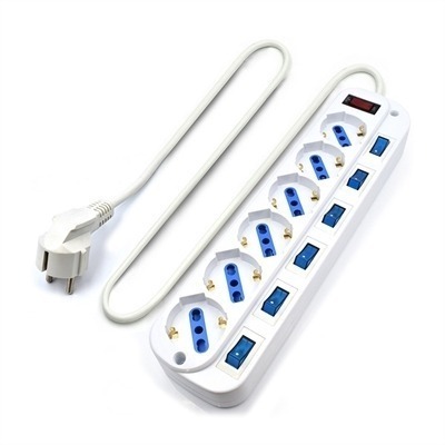 EWENT REGLETA 6 TOMAS CON 6 INTERRUPTORES CABLE 1.50M BLANCO EW3932