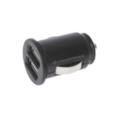 KIT 5 UNIDADES CARGADOR CONCEPTRONIC 2.4A 2 PUERTOS USB 5V 12/24V COLOR NEGRO