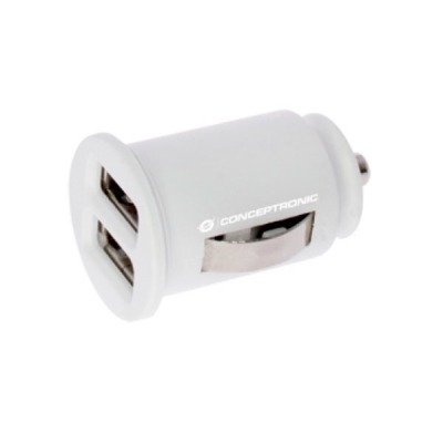 KIT 5 UNIDADES CARGADOR CONCEPTRONIC 2.4A 2 PUERTOS USB 5V 12/24V COLOR BLANCO