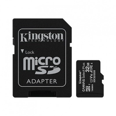 Kingston Canvas Select Plus - Tarjeta de memoria flash (adaptador microSDHC a SD Incluido) - 32 GB - A1 / Video Class V10 / UHS Class 1 / Class10 - microSDHC UHS-I