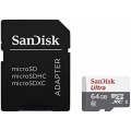 SanDisk Ultra - Tarjeta de memoria flash (adaptador microSDHC a SD Incluido) - 64 GB - Class 10 - microSDXC UHS-I