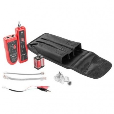 TESTER IDENTIFICADOR PARA CABLEADO LANBERG NT-0501 - CABLE RJ11/RJ45 - CABLE CON PINZAS -AURICULARES - BATERIAS