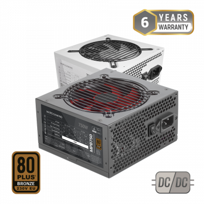 Fuente De Alimentacion Tacens Mars Gaming 750w Certificacion 80+ Bronze Pfc Activo Vent. 12cm Blanca