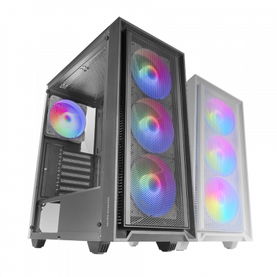 Caja Atx Semitorre Gaming Mars Gaming Mcair Frontal Negro De Malla 4x120mm Rainbow