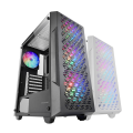 Caja Atx Semitorre Gaming Mars Gaming Mcgeo Frontal Negro De Malla Geometrica 4x120mm Frgb Rainbow