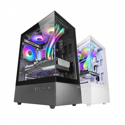 CAJA ATX SEMITORRE GAMING MARS GAMING MCXO DOBLE CRISTAL TEMPLADO ARGB GPU 328mm 1x3.5 3x2.5 NEGRO
