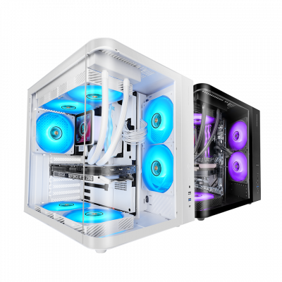 CAJA ATX SEMITORRE MARS GAMING MCCURV BLANCO CRISTAL TEMPLADO CONTINUO GPU MAX. 334mm 1x3.5 2x2.5