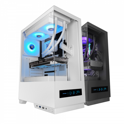 CAJA ATX SEMITORRE MARS GAMING MCPULSARW DOBLE CRISTAL TEMPLADO LCD FRONTAL GPU 332mm BLANCO