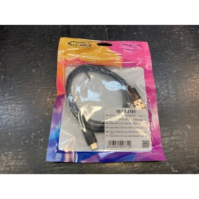 CABLE USB 2.0 3A, TIPO USB-C/M-A/M, NEGRO, 1 M