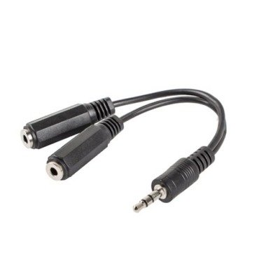 LANBERG ADAPTADOR JACK ESTEREO 3.5 MACHO A 2X JACK 3.5MM HEMBRA AD-0024-BK,CABLE 10CM