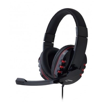 GEMBIRD AURICULARES GHS-402 DIADEMA CON MICROFONO NEGRO/ROJO