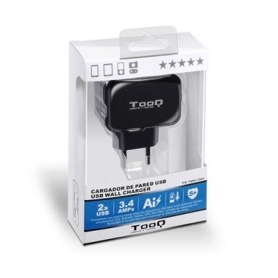 TOOQ CARGADOR PARED 2xUSB 3.4 A(TOTAL) AI-TECH NEGRO TQWC-1S02