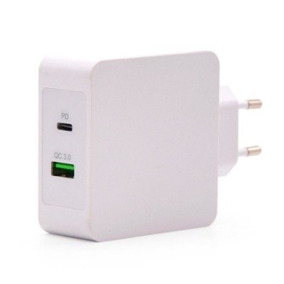 TOOQ CARGADOR DE PARED 1 x USB-C POWER DELIVERY + 1 x USB -A QUICK CHARGE 3.0. BLANCO