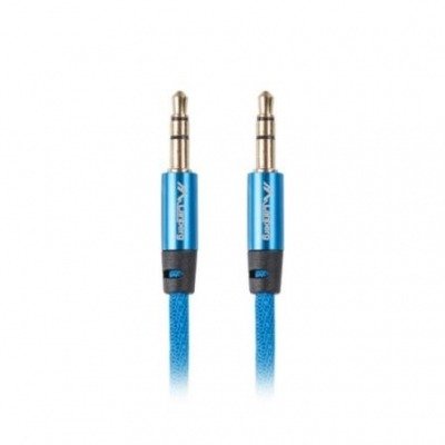 CABLE ESTÉREO LANBERG CA-MJMJ-10CU-0030-BL CONECTORES JACK 3.5MM MACHO/MACHO CHAPADOS EN ORO CABLE TEJIDO TRENZADO 3 METROS AZUL