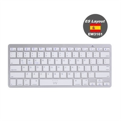 Teclado Bluetooth Ewent iOS/Android/Win Slim Plata