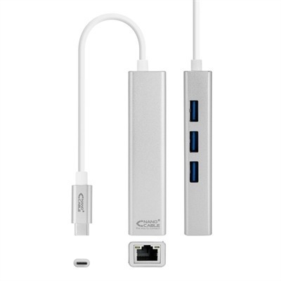 Adaptador Usb-C Rj45 +3xUsb 3.0 Nanocable 