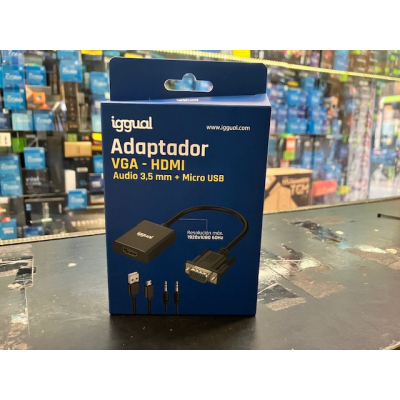 Adaptador VGA a HDMI + audio + microUSB Iggua