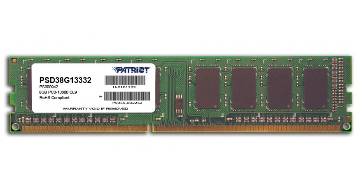 MEMORIA DIMM DDR3 PATRIOT PSD38G13332 SIGNATURE8GB 1333MHZ CL9