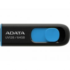 MEMORIA USB ADATA DASHDRIVE UV128, 64GB, USB 3.0, NEGRO/AZUL AUV128-64G-RBE