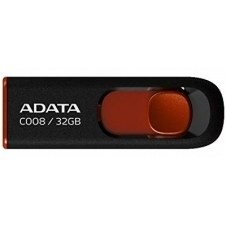 MEMORIA USB ADATA C008, 32GB, USB 2.0, NEGRO/ROJO AC008-32G-RKD