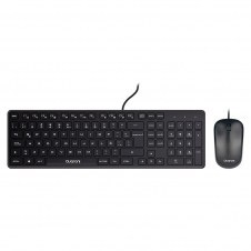 KIT TECLADO Y MOUSE ÓPTICO QUARONI ALÁMBRICO COLOR NEGRO
