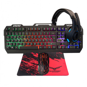 KIT GAMER 4 EN 1 NACEB TECLADO + MOUSE + AUDÍFONOS + MOUSEPAD,