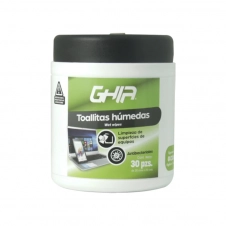 TOALLITAS HÚMEDAS LIMPIADORAS GHIA 30 PZ PROTECCIÓN ANTIBACTERIAL