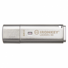 Memoria USB Kingston IronKey Locker+ 50, 64GB, USB 3.2, Plata