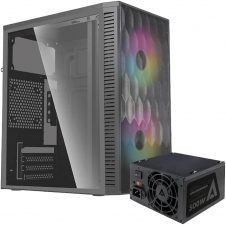 GABINETE ACTECK FUJI GC470 MICRO ATX, FUENTE 500W, VENTILADOR RGB ACRILICO