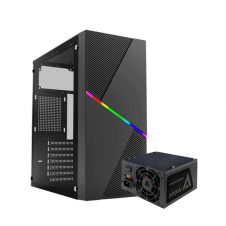 GABINETE ACTECK (AC-935715) DRACO GM450,ATX,FUENTE 500W,2*USB 2.0,RGB,CRISTAL TEMP,NEGRO