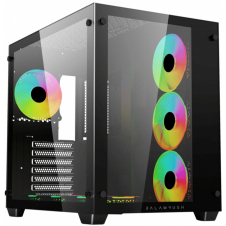 GABINETE BALAM RUSH TANK PRO GM930 MATX CRISTAL TEMP COLOR NEGRO