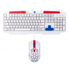 TECLADO/MOUSE ALAMBRICO NASA BY TECHZONE, LED, RGB, BLANCO