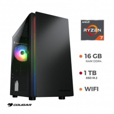 PC GAMER RYZEN 7 5700G, ASUS TUF A520M-PLUS WIFI, 16 GB RAM, 1TB SSD M.2, FUENTE 550 WATTS, COUGAR PURITY NEGRO