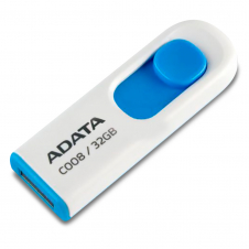 MEMORIA USB ADATA C008 32GB USB 2.0 RETRACTIL COLOR BLANCO Y AZUL