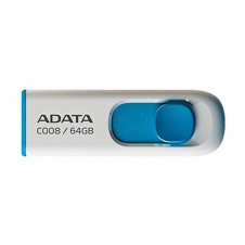 MEMORIA USB ADATA C008 64GB USB 2.0 RETRACTIL COLOR BLANCO Y AZUL